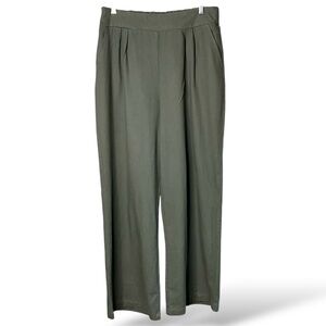 CI SONO Linen Blend Olive Green Wide Leg High Rise Trousers Pull On Style Sz XL